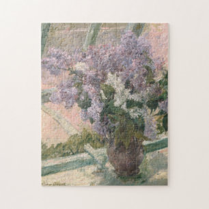 Lilacs in Window by Mary Cassatt American Painter Jigsaw Puzzle