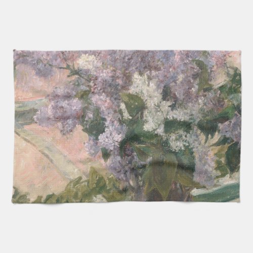 Lilacs in Window by Mary Cassatt American Painter Kitchen Towel