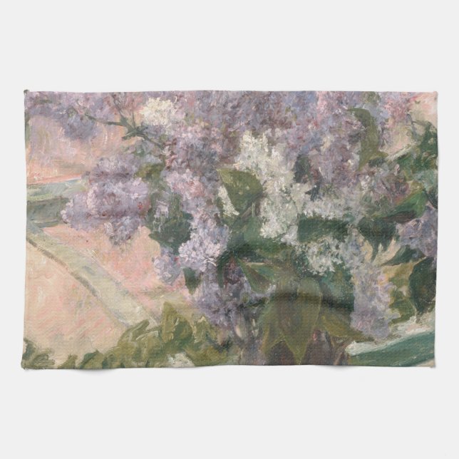 Lilacs in Window by Mary Cassatt American Painter Kitchen Towel (Horizontal)