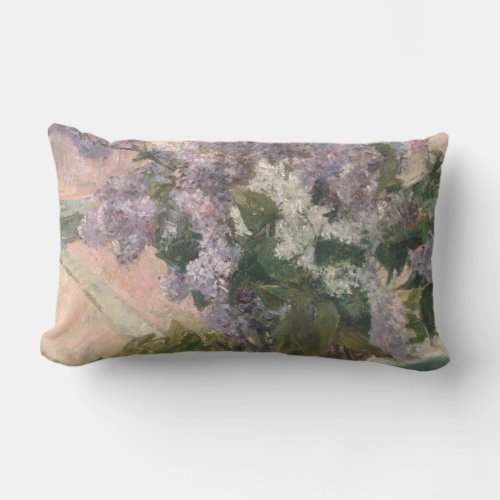 Lilacs in Window by Mary Cassatt American Painter Lumbar Pillow