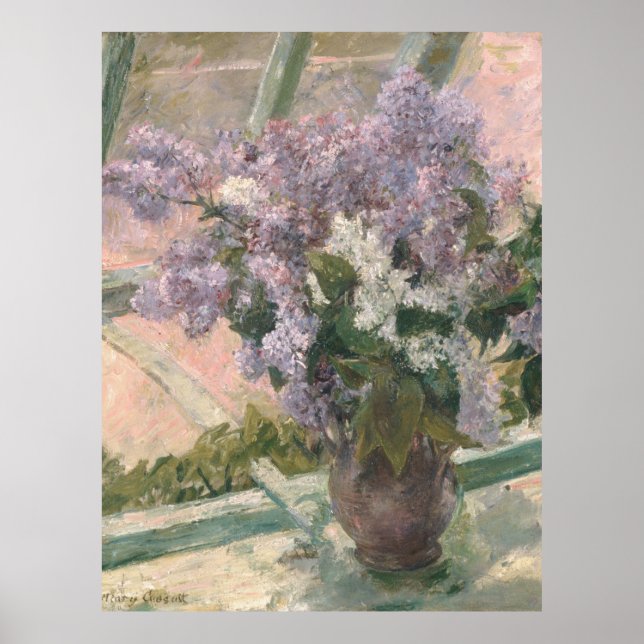 Lilacs in Window by Mary Cassatt American Painter Poster (Front)