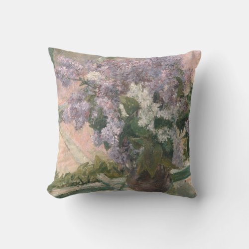 Lilacs in Window by Mary Cassatt American Painter Throw Pillow