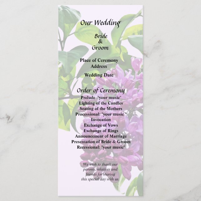Lilacs Just Opening Program (Front)