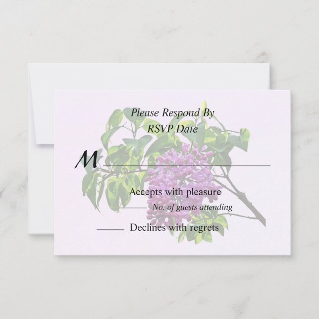 Lilacs Just Opening RSVP Card (Front)