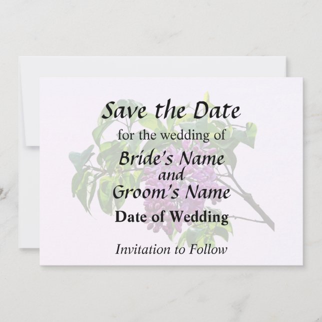 Lilacs Just Opening Save The Date (Front)