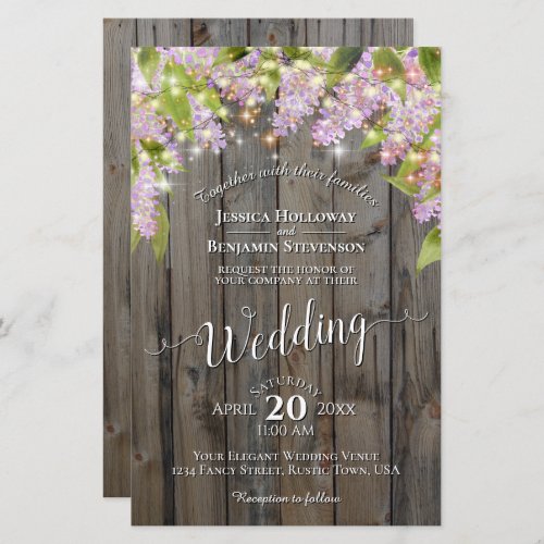 Lilacs  Lights on Wood BUDGET Wedding Invitation