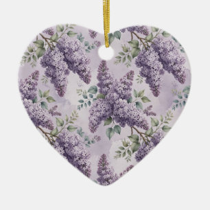 Lilacs Lilac Blossoms Sage Green Dusty Lavender  Ceramic Ornament