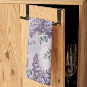 Lilacs Lilac Blossoms Sage Green Dusty Lavender Kitchen Towel