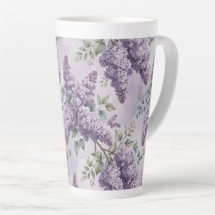 Lilacs Lilac Blossoms Sage Green Dusty Lavender  Latte Mug