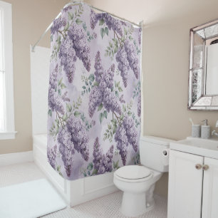 Lilacs Lilac Blossoms Sage Green Dusty Lavender Shower Curtain