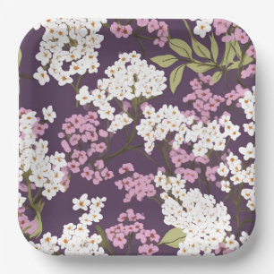 Lilacs On Purple Paper Plates