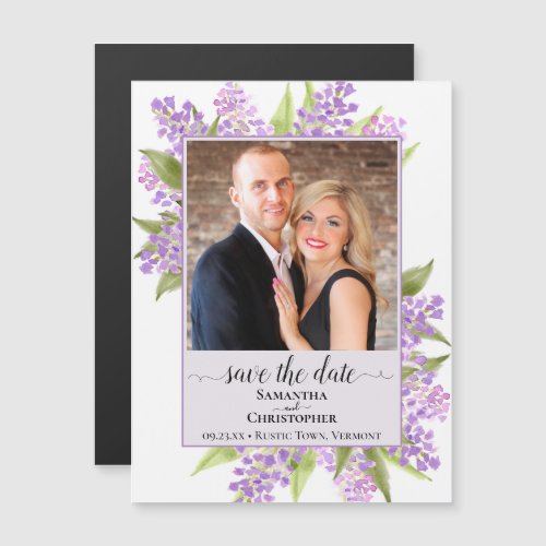 Lilacs  Photo Lavender Wedding Save the Date Magnetic Invitation