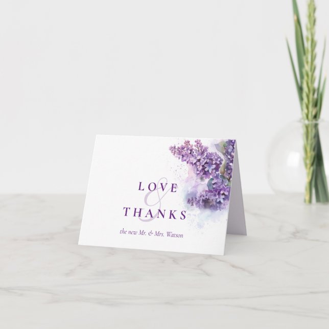 Lilacs Spring Summer Wedding  Letterpress Thank You Card (Front)