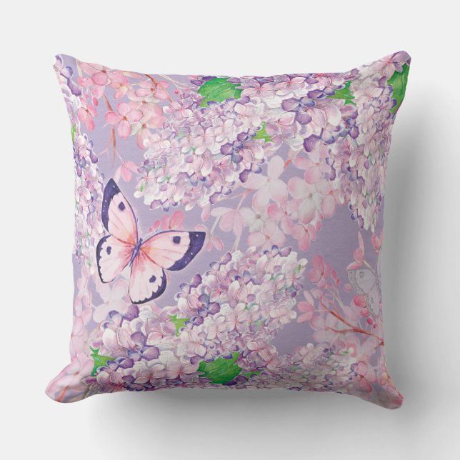 Lilacs Throw Pillow (Front)