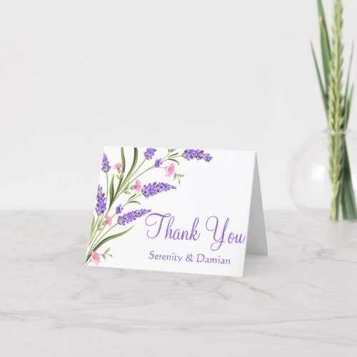 Lilacs Watercolor Purple Floral Wedding Thank You