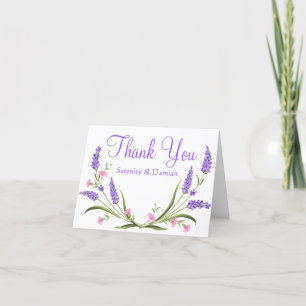 Lilacs Watercolor Purple Floral Wedding Thank You