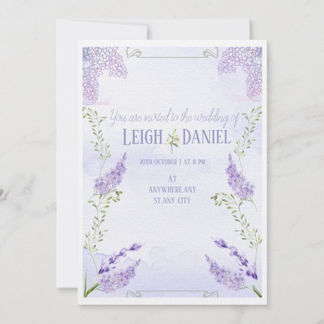 Lilacs wedding invitation (Front)