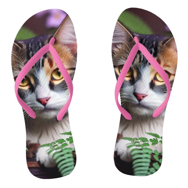 Lilah the Tortoiseshell: A Purfectly Beautiful Cat Flip Flops (Footbed)
