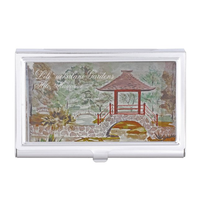 Liliʻuokalani Gardens Trifold Wallet Business Card Case (Front)