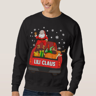 Lili Claus Red Truck Santa Reindeer Elf Christmas Sweatshirt