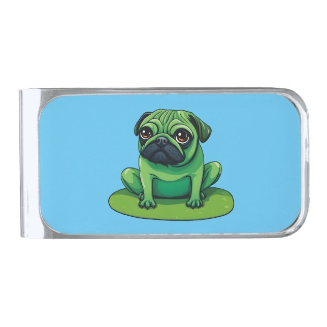 Lili Pug Silver Finish Money Clip (Front)