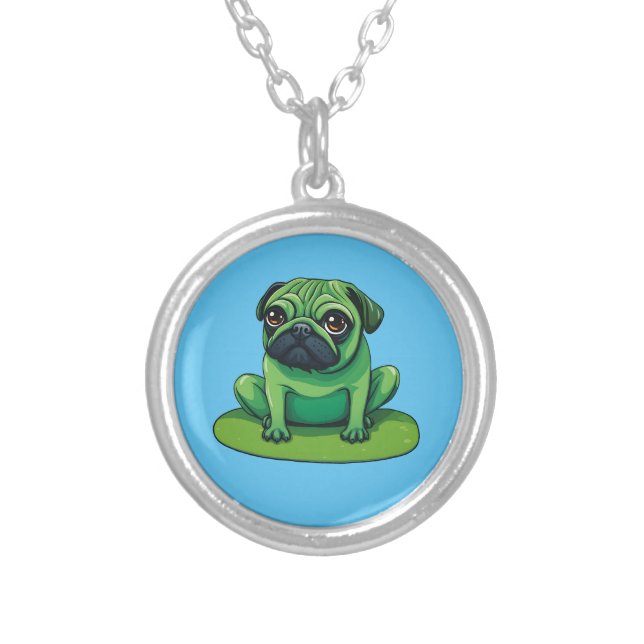 Lili Pug Silver Plated Necklace (Front)