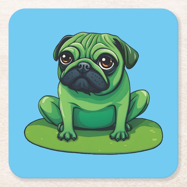 Lili Pug Square Paper Coaster (Front)