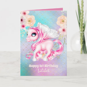 Lilibet 1st Birthday Cards - Princess Unicorns