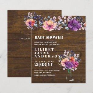 Lilibet Baby Shower Invite - Rustic Orange Purple