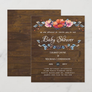 Lilibet Baby Shower Invite - Rustic Orange Purple