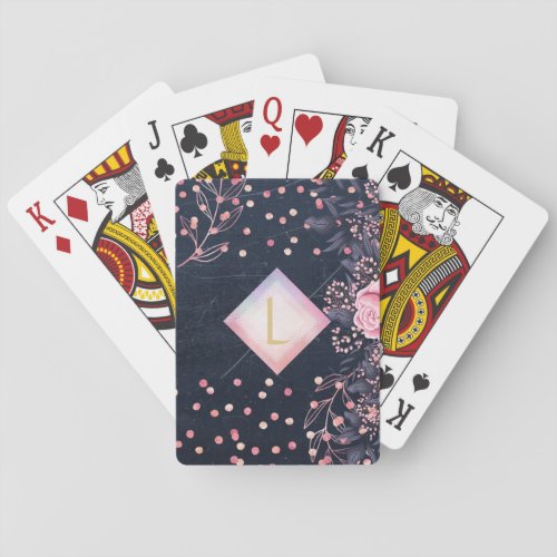 Lilibet Monogram Navy Rosegold Pink Princess Gifts Poker Cards