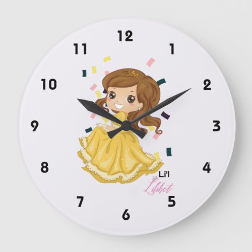 Lilibet Named Golden Princess Girl Gifts Large Clock