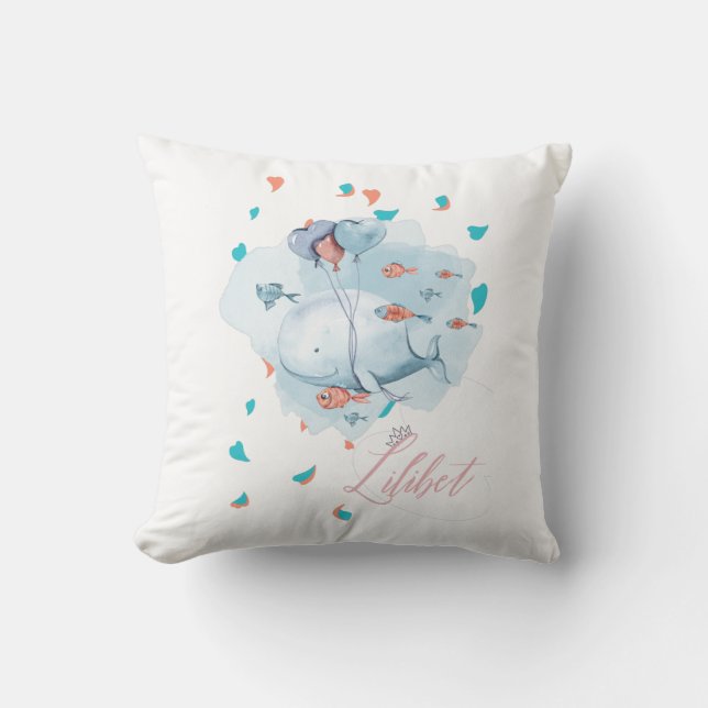 Lilibet Named Magical WHALE Gifts for Girls Throw Pillow (Front)