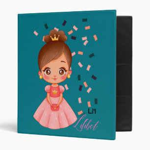 Lilibet Named Peach Princess Gifts for Girls 3 Ring Binder