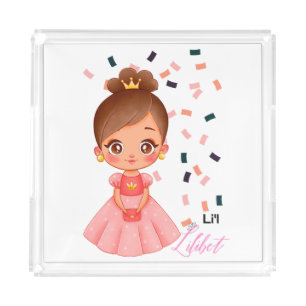 Lilibet Named Peach Princess Gifts for Girls Acrylic Tray
