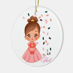 Lilibet Named Peach Princess Gifts for Girls Ceramic Ornament