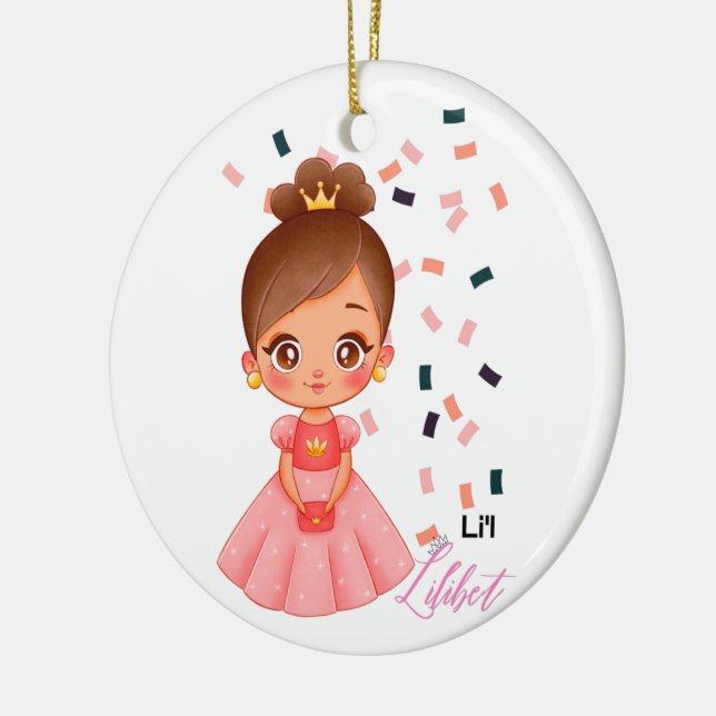 Lilibet Named Peach Princess Gifts for Girls Ceramic Ornament (Left)