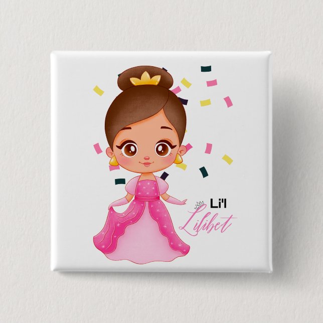 Lilibet Named Pink Princess Gifts for Girls Button (Front)