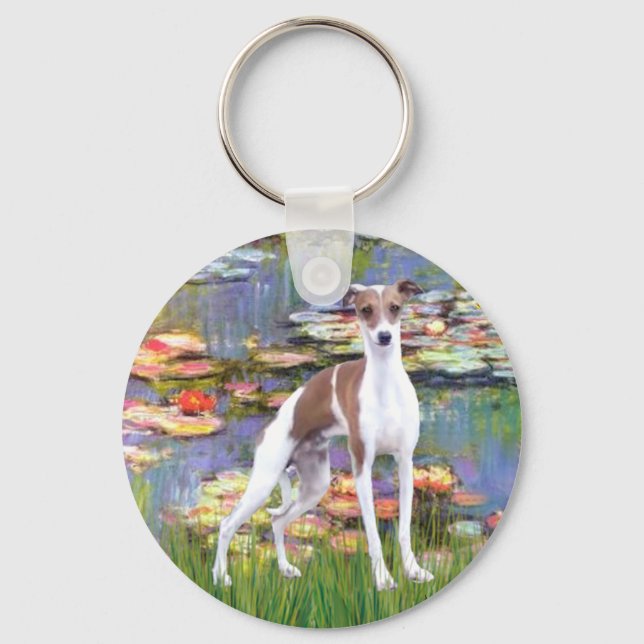 Lilies 2 - Italian Greyhound 7 Keychain (Front)
