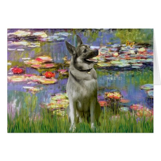 Lilies 2 -Norwegian Elkhound Cards (Front Horizontal)