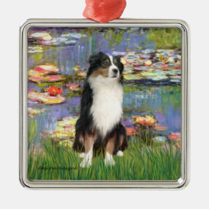 Lilies 2 - Tri Australian Shepherd Metal Ornament