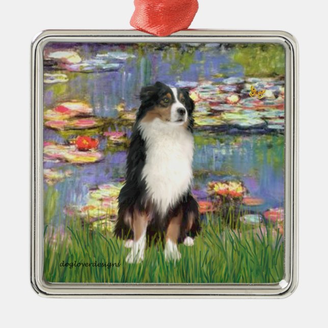 Lilies 2 - Tri Australian Shepherd Metal Ornament (Front)