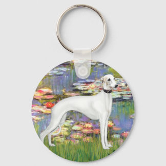 Lilies 2 - White Whippet (11b) Keychain