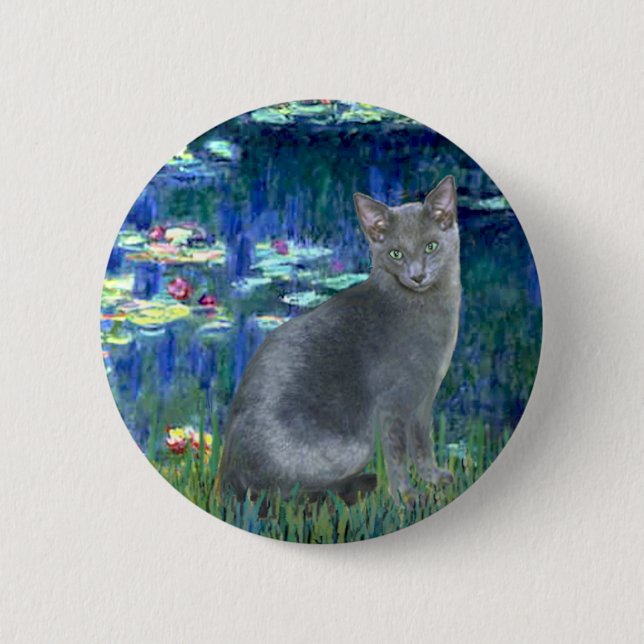 Lilies 5 - Russian Blue cat 2 Button (Front)
