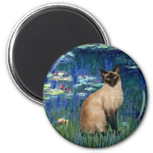 Lilies 5 _ Seal Point Siamese cat Magnet