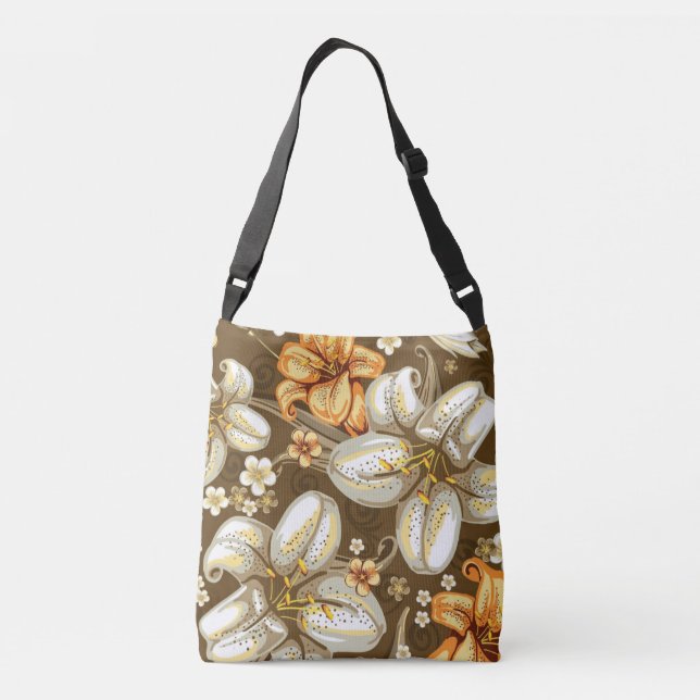 Lilies All-Over-Print Cross Body Bag, Medium Crossbody Bag (Back)