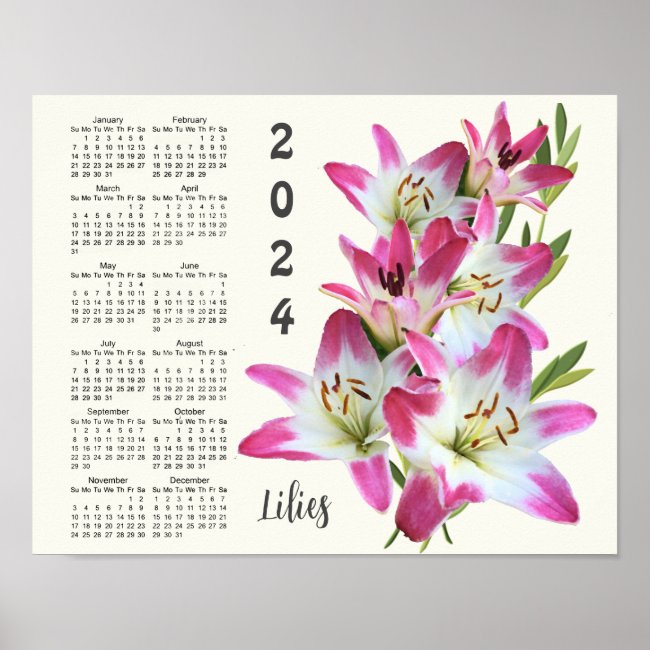 Lilies Design 2024 Wall Calendar Poster