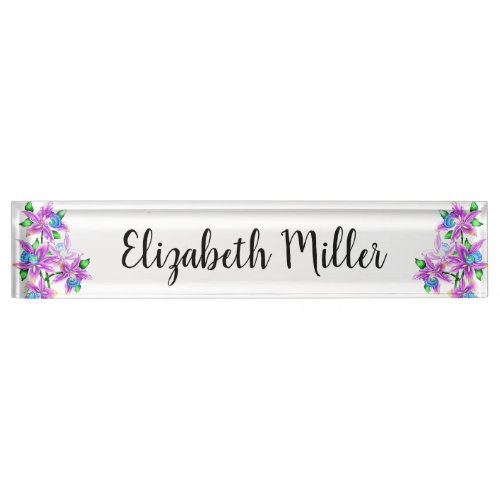 Lilies Desk Name Plate