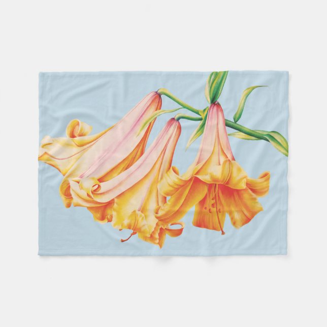 Lilies fine art botanic bell lily flowers  fleece blanket (Front (Horizontal))