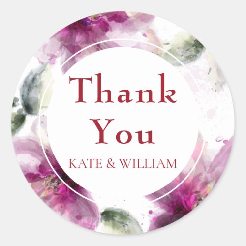 Lilies Floral 40th Wedding Anniversary Thank You Classic Round Sticker